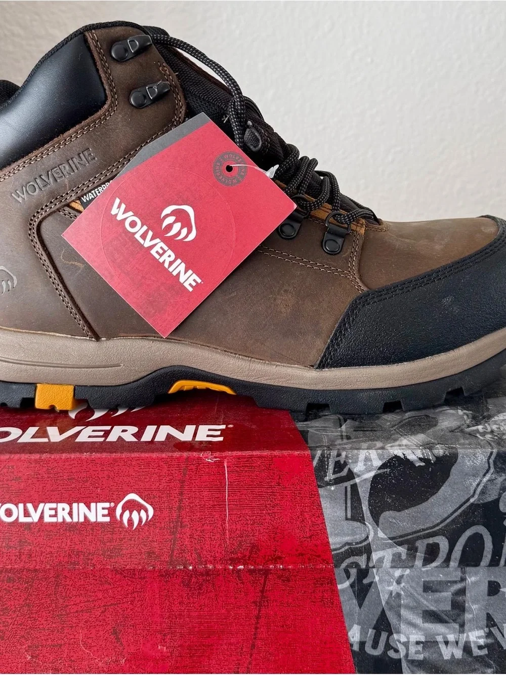 Wolverine Brown and Black Leather Waterproof Hiking Boot